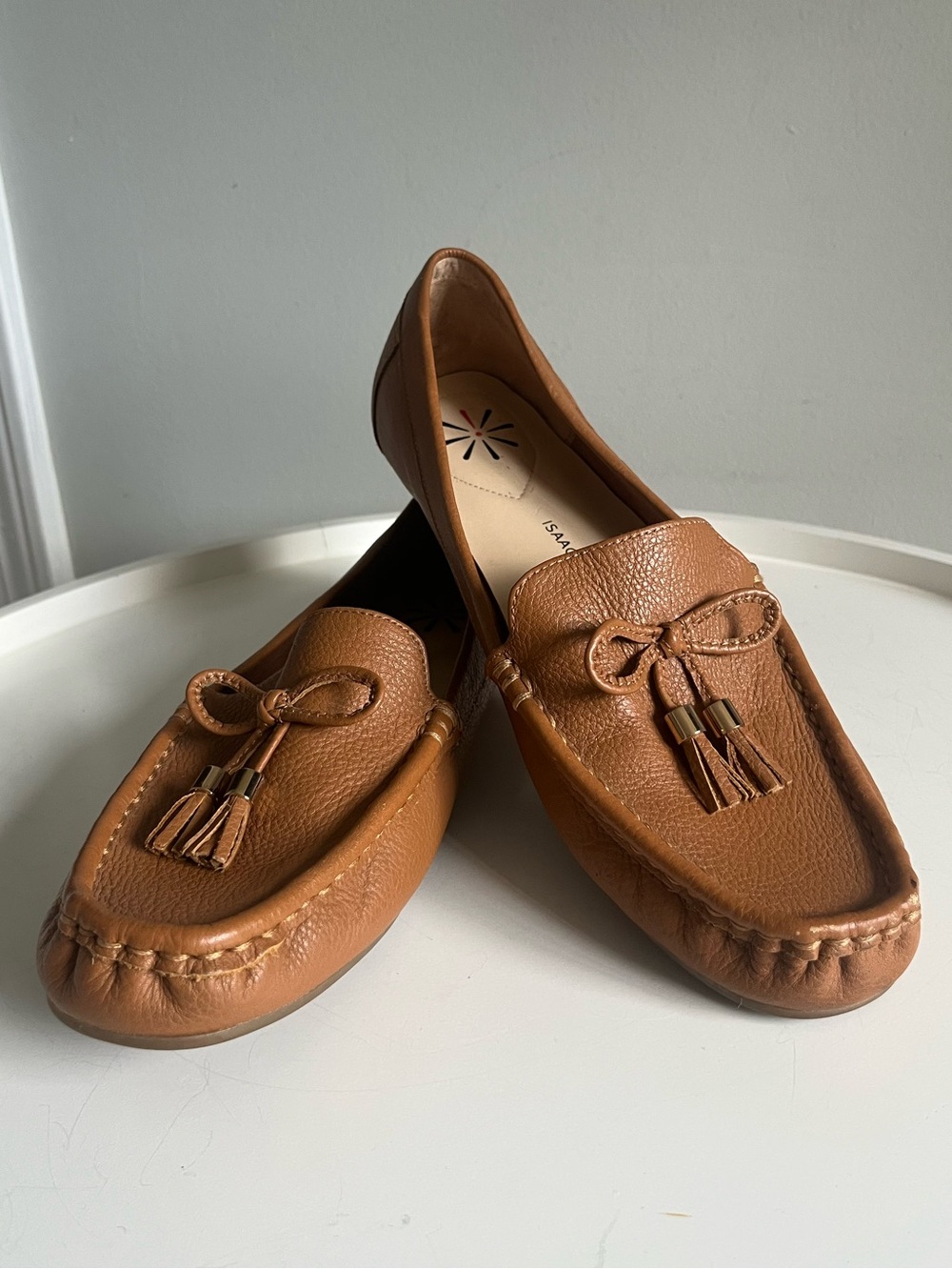 Isaac Mizrahi Live Amy Classic Pebbled Leather Tassel Moccasins Slip On 8.5 M Br
